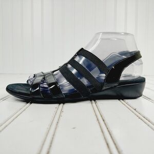 Munro Bev Black Patent Combo Strappy Gladiator Summer Sandals M326